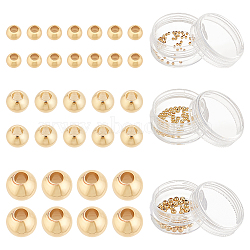 150Pcs 3 Styles Solid Round Brass Beads, Real 18K Gold Plated, 2~4mm, Hole: 0.8~2mm(KK-BC0013-05)