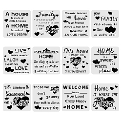 Large Plastic Reusable Drawing Painting Stencils Templates Sets, for Painting on Scrapbook Fabric Canvas Tiles Floor Furniture Wood, Mixed Patterns, 30x30cm, 12pcs/set(DIY-WH0172-032)