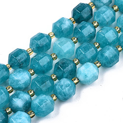 Natural Dolomite Beads Strands, Faceted, Dyed, Round, Dark Turquoise, 10.5x9.5mm, Hole: 1.2mm, about 31pcs/strand, 15.04 inch~15.35 inch(38.2cm~39cm)(G-T131-85B-15)
