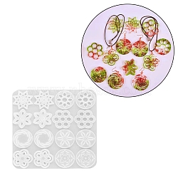 DIY Vortex & Flower Pendant Silicone Molds, Resin Casting Molds, for UV Resin, Epoxy Resin Jewelry Making, White, 218x217x5mm, Inner Diameter: 35~49x48~50mm(DIY-E057-01)