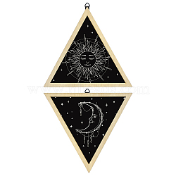 Custom Plywood Pendulum Board, Wall Hanging Ornament, for Witchcraft Wiccan Altar Supplies, Triangle with Mixed Patterns, Black, 250x215x6mm, 2 styles, 1pc/style, 2pcs/set(AJEW-WH0249-002)