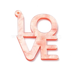 Valentine's Day Theme Acrylic Pendant, Word LOVE Charm, Misty Rose, 47x35.5x2.2mm, Hole: 1.8mm(OACR-H032-04B)