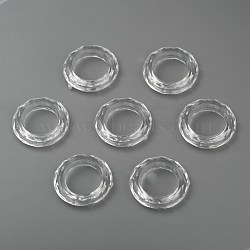 Transparent Acrylic Beads, Faceted, Donut, Clear, about 19.5mm in diameter, 4.5mm thick, hole: 12mm(X-PL671Y-1)