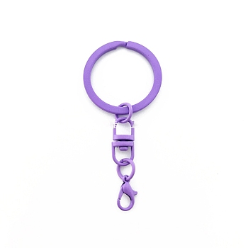 Spray Painted Iron Keychain Swivel Clasps, with Lobster Claw Clasps, Lilac, 66.5mm