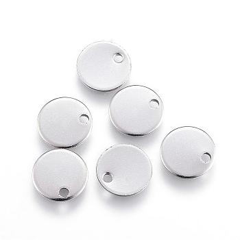 304 Stainless Steel Charms, Flat Round, Stamping Blank Tag, Stainless Steel Color, 6x1mm, Hole: 1.2mm