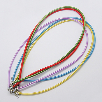 Silk Cord Necklaces Making, with Brass Lobster Clasps, Platinum, Mixed Color, 17 inch~18 inch