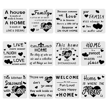 Large Plastic Reusable Drawing Painting Stencils Templates Sets, for Painting on Scrapbook Fabric Canvas Tiles Floor Furniture Wood, Mixed Patterns, 30x30cm, 12pcs/set