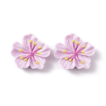 Resin Cabochons, Flower, Plum, 27x29.5x7.5mm