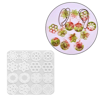 DIY Vortex & Flower Pendant Silicone Molds, Resin Casting Molds, for UV Resin, Epoxy Resin Jewelry Making, White, 218x217x5mm, Inner Diameter: 35~49x48~50mm