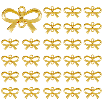 100Pcs Alloy Connector Charms, Bowknot Links, Golden, 15x21.5x2.5mm, Hole: 2mm