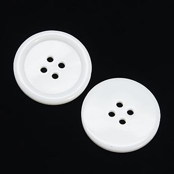 Resin Buttons, Dyed, Flat Round, White, 15x2.5mm, Hole: 2mm, 395pcs/bag