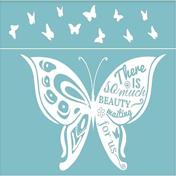 Self-Adhesive Silk Screen Printing Stencil, for Painting on Wood, DIY Decoration T-Shirt Fabric, Flower with Heart, Sky Blue, 22x28cm