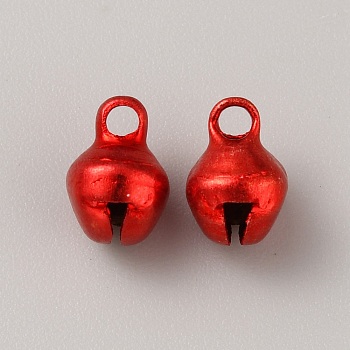 Aluminum Charms, Bell Charm, Red, 7.5x6mm, Hole: 1.6mm