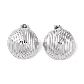 Non-Tarnish 304 Stainless Steel Stud Earrings for Women, Half Round, Stainless Steel Color, 24.2mm