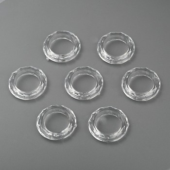 Transparent Acrylic Beads, Faceted, Donut, Clear, about 19.5mm in diameter, 4.5mm thick, hole: 12mm