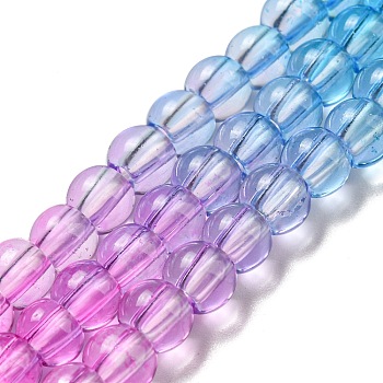 Dyed & Heated Synthetic Quartz Beads Strands, Gradient Color Round Beads, Violet, 6mm, Hole: 1.8mm, about 76pcs/strand, 15.75''(40cm)