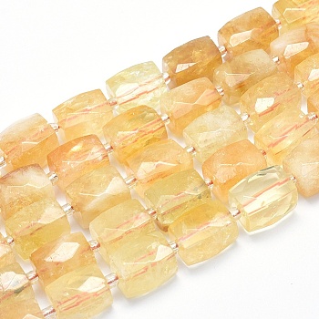 Grade A Natural Citrine Beads Strands, Faceted, Cuboid, 15~16x11~12x11~12mm, Hole: 1.5mm, about 20~22pcs/strand, 15.3~15.7 inch(39~40cm)