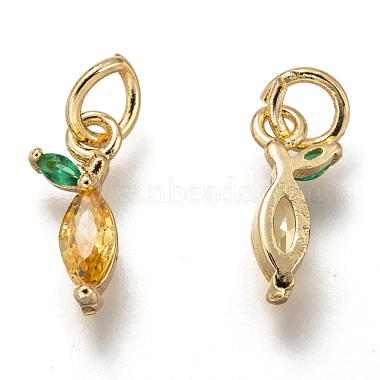 Brass Micro Pave Gold & Green Cubic Zirconia Charms(X-ZIRC-I051-07G)-2