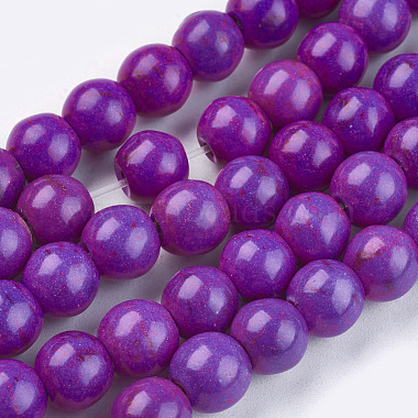 8mm Purple Round Synthetic Turquoise Beads