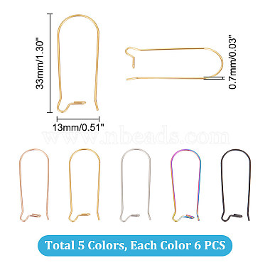 30Pcs 5 Colors Ion Plating(IP) 304 Stainless Steel Hoop Earrings Findings(STAS-UN0049-76)-3