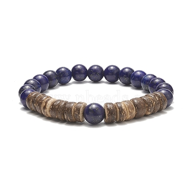 Natural Gemstone & Coconut Beaded Stretch Bracelet for Women(BJEW-JB09149)-2