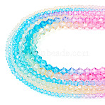 12 Strands 3 Styles Gradient Color Baking Paint Glass Bead Strands, Faceted, Bicone, Colorful, 2.9~3.3x2.5mm, Hole: 0.8mm, about 146~150pcs/strand, 15.35~16.2''(39~40.5cm)(DGLA-TA0001-21E)