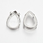Flat Teardrop Brass Sew on Prong Settings, Claw Settings for Pointed Back Rhinestone, Open Back Settings, Platinum, 25x18x0.4mm, Fit for 18x25mm cabochons(KK-N0084-A02-18x25)