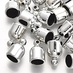 UV Plating ABS Plastic Cord Ends, End Caps, Platinum, 13x8mm, Hole: 1.5mm, Inner Diameter: 6.5mm(CCB-S162-13B-04)
