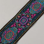 Vintage Jacquard Polyester Ribbon, Emobridered Woven Ribbon, Flower Pattern, for Clothes Accessories, Fuchsia, 1-3/8 inch(34mm)(OCOR-WH20005-73A)