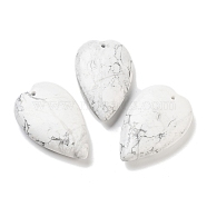 Natural Howlite Pendants, Love Heart Charms, 38.5~39.5x25~25.5x9mm, Hole: 1.8mm(G-D087-02L)