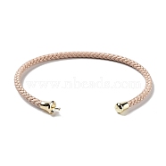 Stainless Steel Cuff Bangle Making, with Golden Tone Brass Finding, for Half Drilled Beads, Pearl Pink, Inner Diameter: 1-3/4x2-3/8 inch(4.6x6cm), Pin: 1mm(MAK-C004-01G-15)