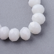 Faceted Solid Color Glass Rondelle Bead Strands, White, 8x6mm, Hole: 1mm, about 72pcs/strand, 17.3 inch(GLAA-Q044-8mm-13)