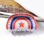 Independence Day PVC Plastic Claw Hair Clips, for Women Girls, Half Round with Star, Orange Red, 46x81x47mm(PW-WG21920-04)