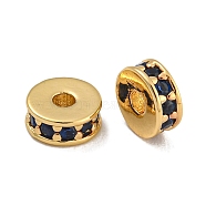 Rack Plating Brass Micro Pave Cubic Zirconia Beads, Lead Free & Cadmium Free, Long-Lasting Plated, Real 18K Gold Plated, Round, Dodger Blue, 5x2mm, Hole: 1.5mm(KK-U030-26G-04)