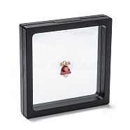 Square Transparent PE Thin Film Suspension Jewelry Display Box, for Ring Necklace Bracelet Earring Storage, Black, 11x11x2cm(CON-D009-01C-03)