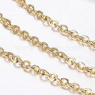 Ion Plating(IP) 304 Stainless Steel Rolo Chains, Belcher Chain, with Spool, Soldered, Golden, 2x1.8x0.3mm, about 10m/roll(10.936yards/roll)(CHS-F131-03G)