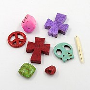 Magnesite Beads, Dyed, Mixed Shape, Mixed Color, 5~44x5~30x4~10mm, Hole: 1~3mm(G-MSMC007-M3)