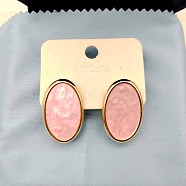 Oval Pink Shell Stud Earrings for Women(ZF2486-1)