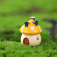 Mini Resin Mushroom House Figurines, Miniature Landscape Display Decoration, for Dollhouse Accessories, Home Decoration, Gold, 21x26mm(MUSH-PW0001-085B-03)
