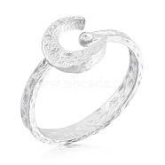925 Sterling Silver Crescent Moon Open Cuff Ring for Women, Silver, US Size 5 1/4(15.9mm)(JR880A)