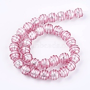 Handmade Silver Foil Glass Lampwork Beads, Round, Hot Pink, 12.5~13x11~12mm, Hole: 1~2mm(FOIL-G027-01D)