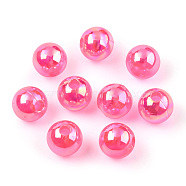 Transparent Acrylic Beads, AB Colors Plated, Round, Deep Pink, 6mm, Hole: 1.8mm, about 4800pcs/500g(MACR-T046-01C-16)