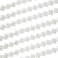 Organza Ribbon, with ABS Plastic Imitation Pearl Bead, Flower, White, 2-3/8 inch(60mm), about 5.00 Yards(4.57m)/Roll(OCOR-WH0071-022A)
