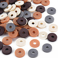 4 Colors Handmade Polymer Clay Beads, Heishi Beads, Disc/Flat Round, Peru & Antique White & Coconut Brown & Gray, 8x0.5~1.5mm, Hole: 2mm, about 11500pcs/1000g(CLAY-N011-032-05)