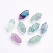 Natural Fluorite Beads, Double Terminated Pointed, Bullet, No Hole, 18~20x8mm(X-G-P287-A04)