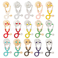 30Pcs 15 Style Medical Echometer Enamel Pins, Alloy Creative Badges for Backpack Clothes, Mixed Color, 26.5x15mm, 26x14.5x2mm, 2Pcs/style(JEWB-CP0001-03)