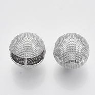 (Jewelry Parties Factory Sale)Brass Ball Clip-on Earrings, Nickel Free, Real Platinum Plated, 16.5x17.5x17.5mm, Pin: 1.2x1mm(KK-T050-051P-NF)