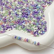 Transparent Glass Seed Beads, Peanut, Mixed Color, 4x2.5x2mm, Hole: 0.7mm(FIND-U017-18C)