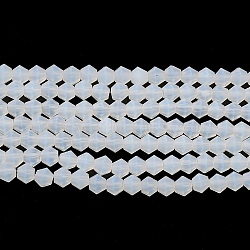 Imitation Jade Frosted Glass Bead Strands, Faceted Bicone, Clear, 4.5x3.5~4mm, Hole: 1mm, about 87~89pcs/strand, 13.98''~13.39''(33.5~34cm)(GLAA-F029-JM4MM-B05)