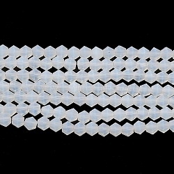 Imitation Jade Frosted Glass Bead Strands, Faceted Bicone, Clear, 4.5x3.5~4mm, Hole: 1mm, about 82~85pcs/strand, 30.5~31cm(GLAA-F029-JM4MM-B05)